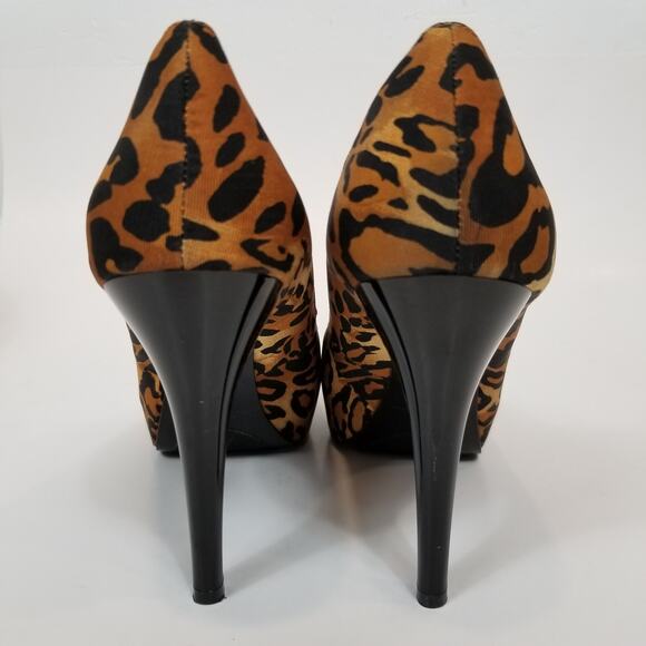 Nine West Women's Bonfire Leopard Print Peep Toe Stiletto Heels Size 9 - Picture 5 of 8